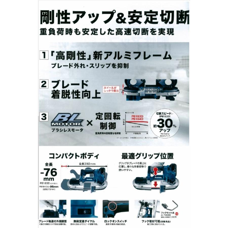 マキタ 充電式ポータブルバンドソー PB183DRGX バッテリ、充電器 マキタ 充電式ポータブルバンドソー PB183DRGX バッテリ、充電器