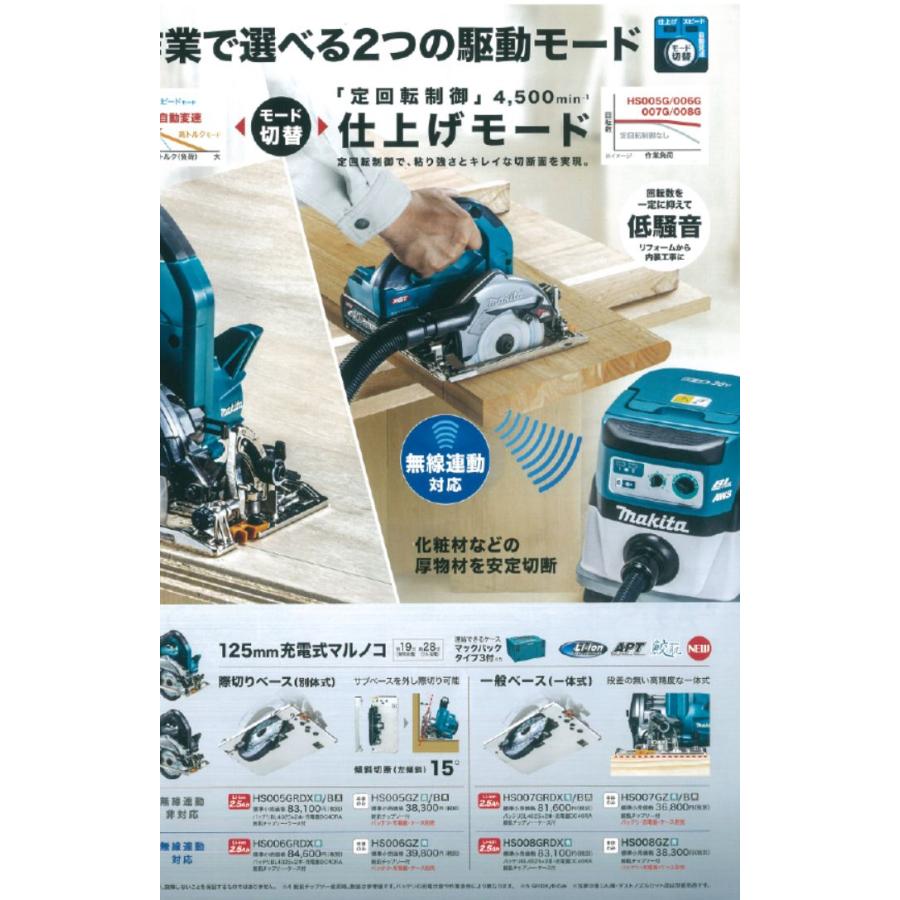 マキタ マキタ 125mm充電式マルノコ 一体ベース HS007GRDX マキタ マキタ 125mm充電式マルノコ 一体ベース HS007GRDX