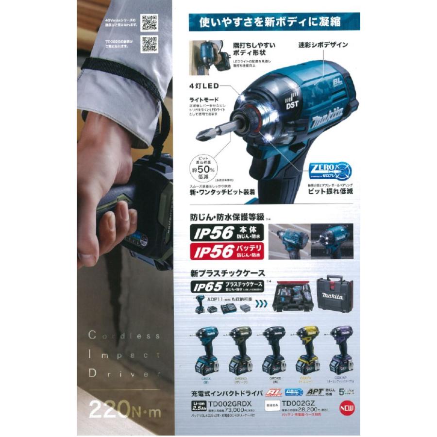マキタ マキタ 充電式インパクトドライバ TD002GRDX 40V