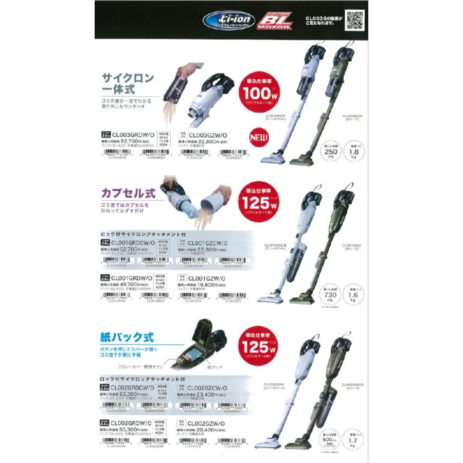 マキタ 充電式クリーナ CL003GZ 40Vサイクロン一体式 本体のみ