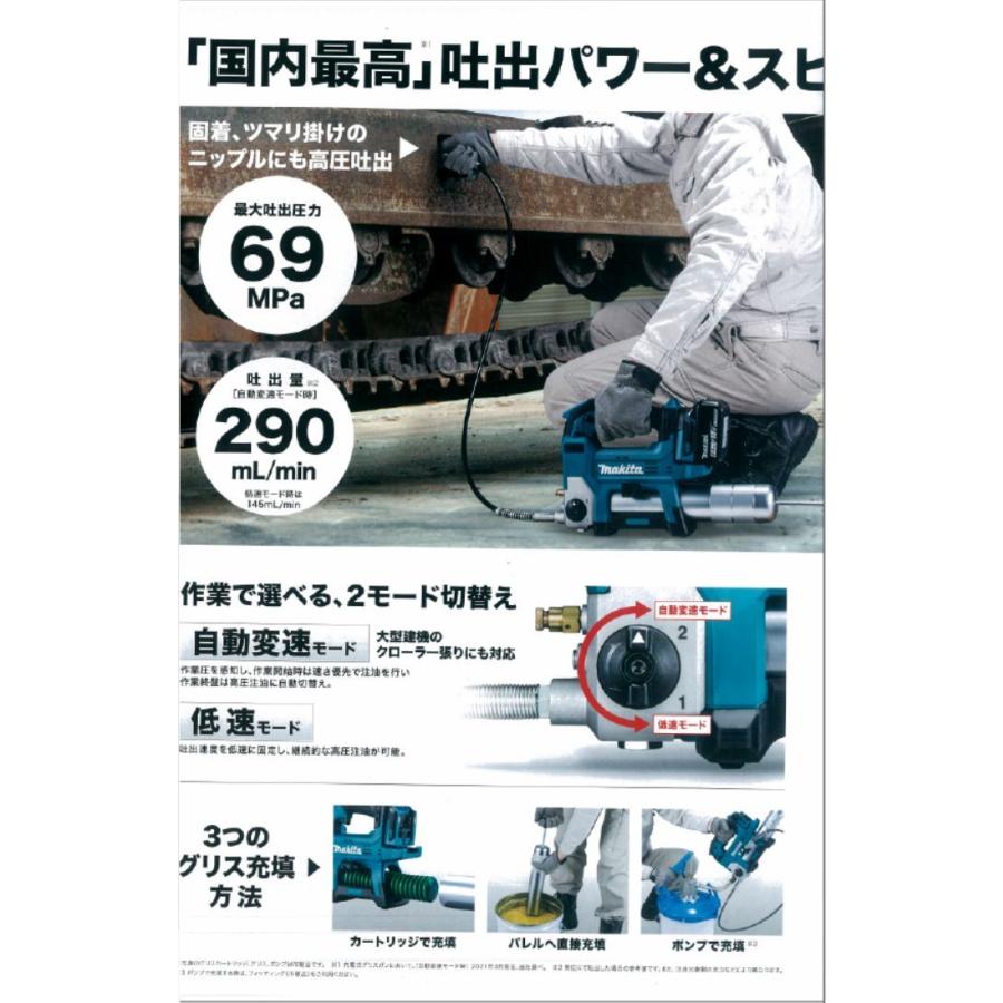 マキタ 充電式グリスガン GP180DRG バッテリ、充電器、ケース付き  