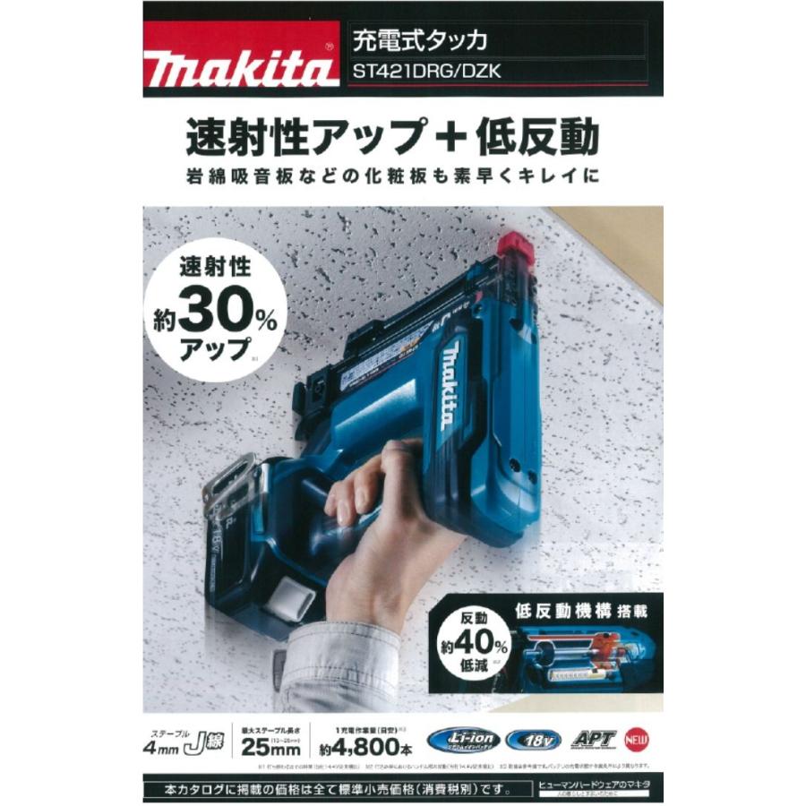 マキタ 充電式タッカ ST421DZK 本体・ケースのみ（バッテリ、充電器