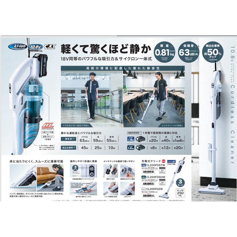 マキタ 充電式クリーナ CL200FDSTW バッテリー、充電器付き : おぎはら