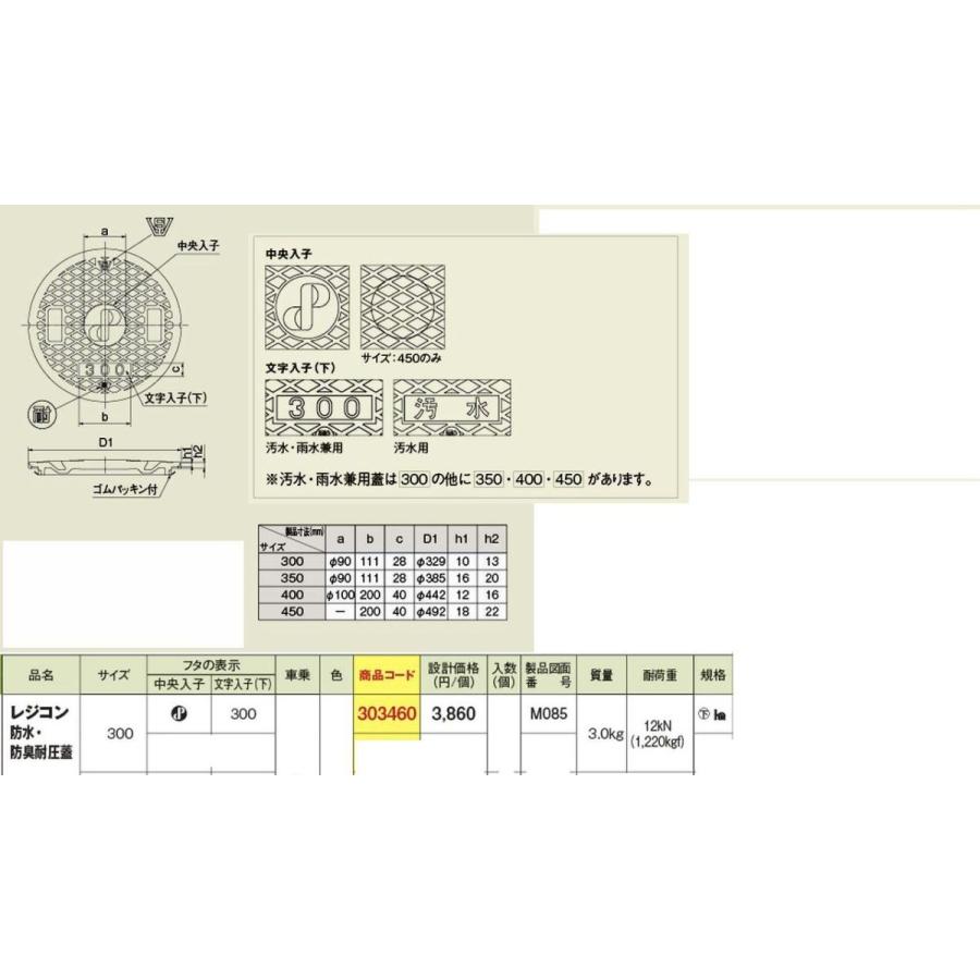 タキロン レジコン防水・防臭耐圧蓋 300マーク 303460 : おぎはら
