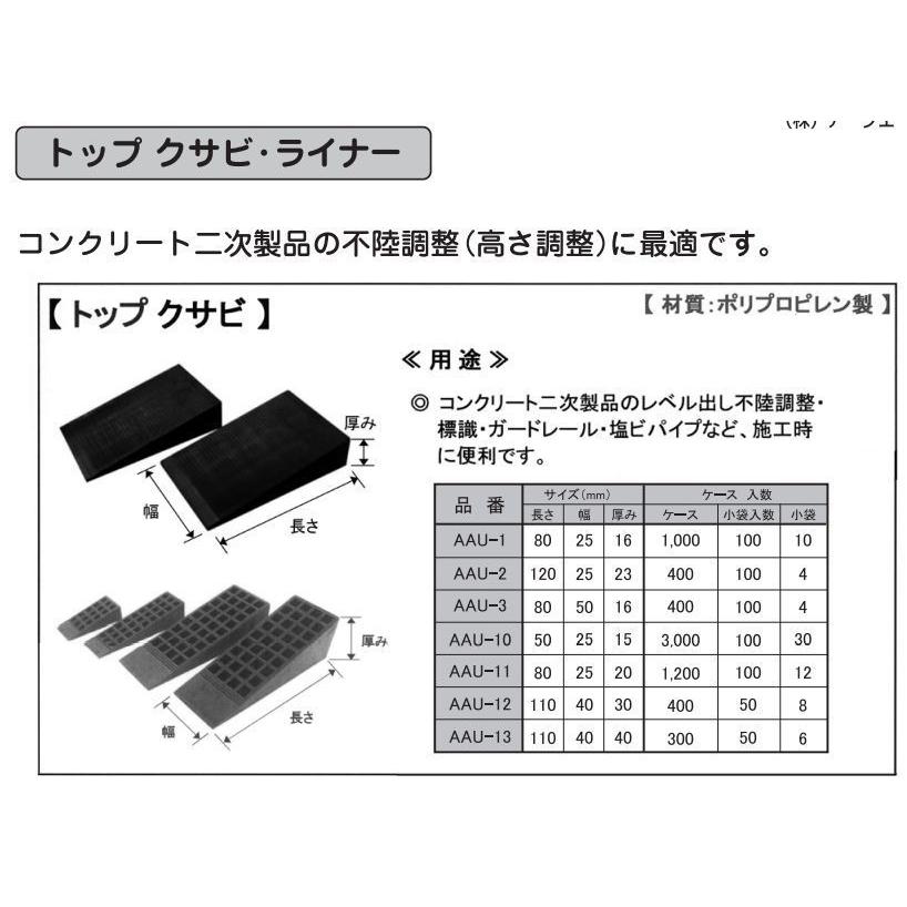 コンクリート二次製品用クサビ AAU-12 L110xW40xH30 400入り : お