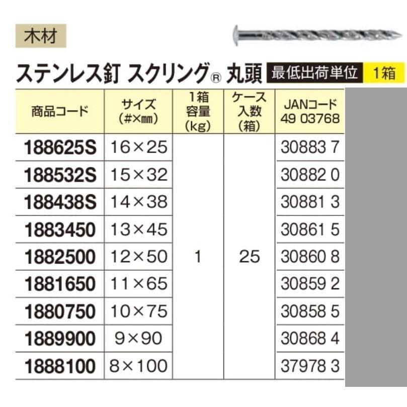 WAKAI　ステンレス釘スクリング丸頭　12ｘ50　1kg　1882500｜ogihara-k｜02