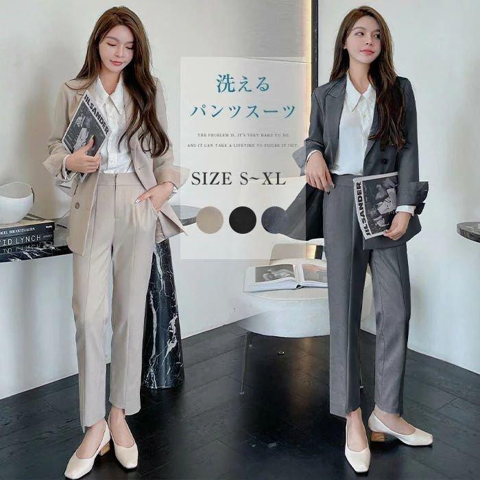 レディースファッション ダブル ミストブルー パンツスーツ 卒園式 レディース 春 秋 夏 パンツスーツ ストレッチ 長袖 ロング丈 フォーマル 選べる 洗える セットアップ ビジネススーツ リクルート オールシ fzkjebed Www Financialpolis It