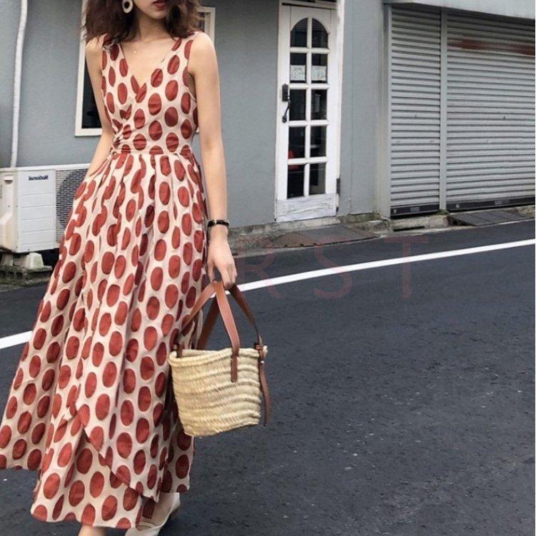マキシワンピース レディース 夏 ドットワンピース マキシ丈 フレア Aラインワンピース ゆったり 体型カバー 大きいサイズ 30代 40代 50代 Ntmwqkopq2 レディースファッション Valleymill Com