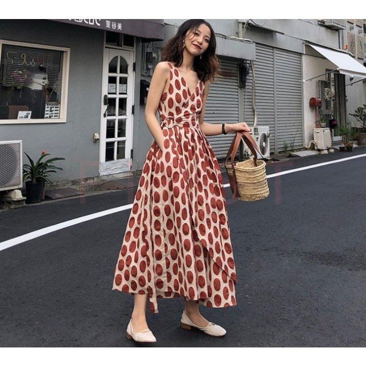 マキシワンピース レディース 夏 ドットワンピース マキシ丈 フレア Aラインワンピース ゆったり 体型カバー 大きいサイズ 30代 40代 50代 Ntmwqkopq2 レディースファッション Valleymill Com