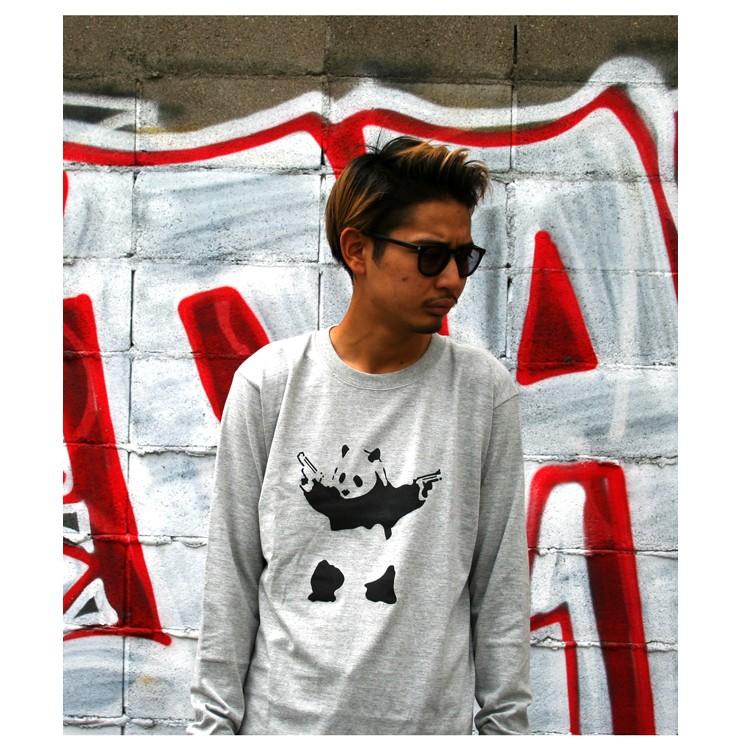 バンクシー パンダ 「BANKSY」「DESTROY RACISM PANDA」リブ ロンT