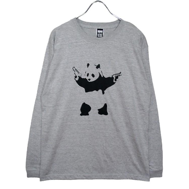 バンクシー パンダ 「BANKSY」「DESTROY RACISM PANDA」リブ ロンT