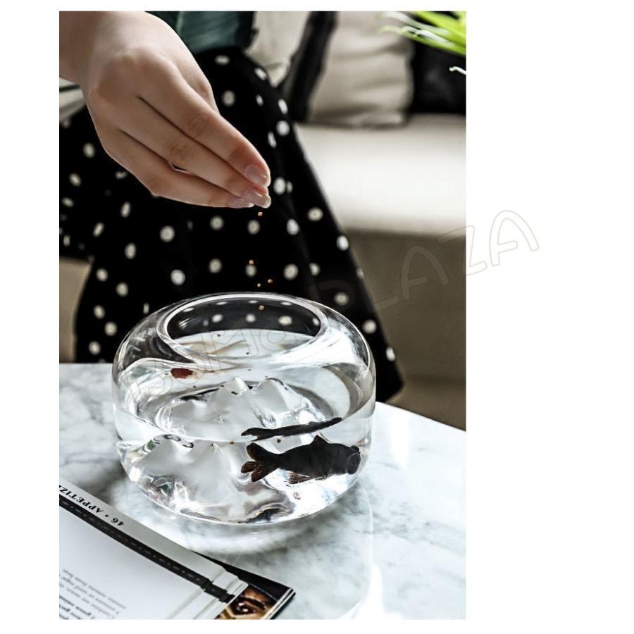 ガラス 魚 水槽 金魚鉢 new 透明 水槽装飾 インテリア 熱帯魚 シンプル 山デザイン 一体化 大