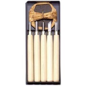 （まとめ）義春刃物 マルイチ彫刻刀 R-5 プラケース5本組 〔×5セット〕