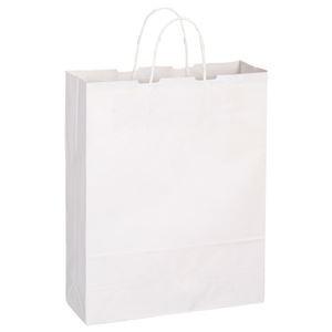 （まとめ） TANOSEE 手提袋 丸紐 大 ヨコ320×タテ400×マチ幅115mm 白無地 1パック（50枚） 〔×4セット〕
