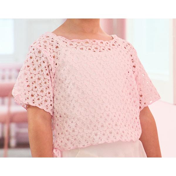 ハートレース半袖Tシャツ シースルー トップス 子供 キッズ カットソー 