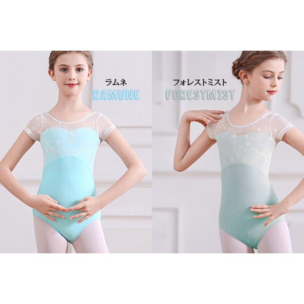バレエレオタード 子供用 半袖 レース スカート無し : OHANAダンス