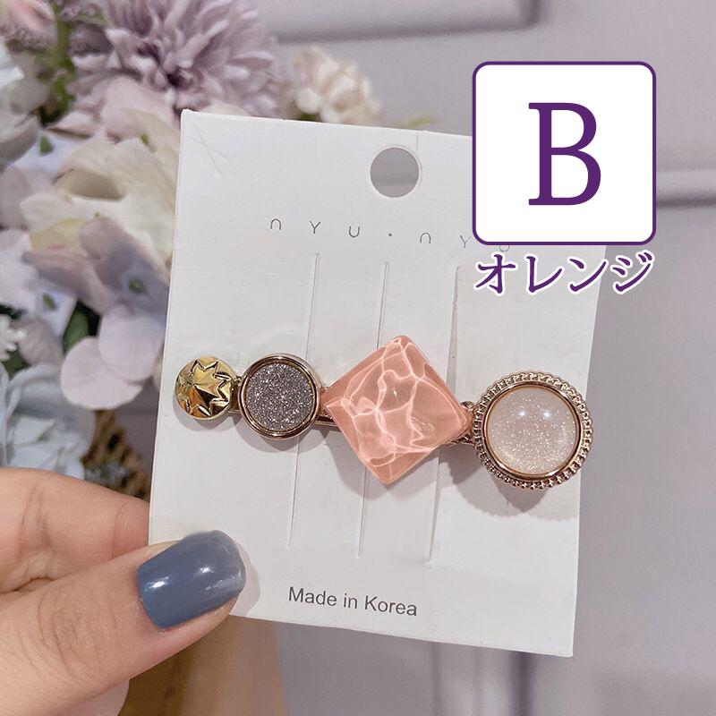 ラウンド用品・アクセサリー bobs カラーストーンヘアクリップ1個 ヘアアクセサリー クリップ 髪どめ