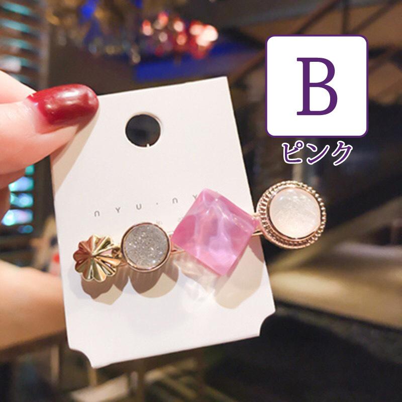 カラーストーンヘアクリップ1個 ヘアアクセサリー クリップ 髪どめ