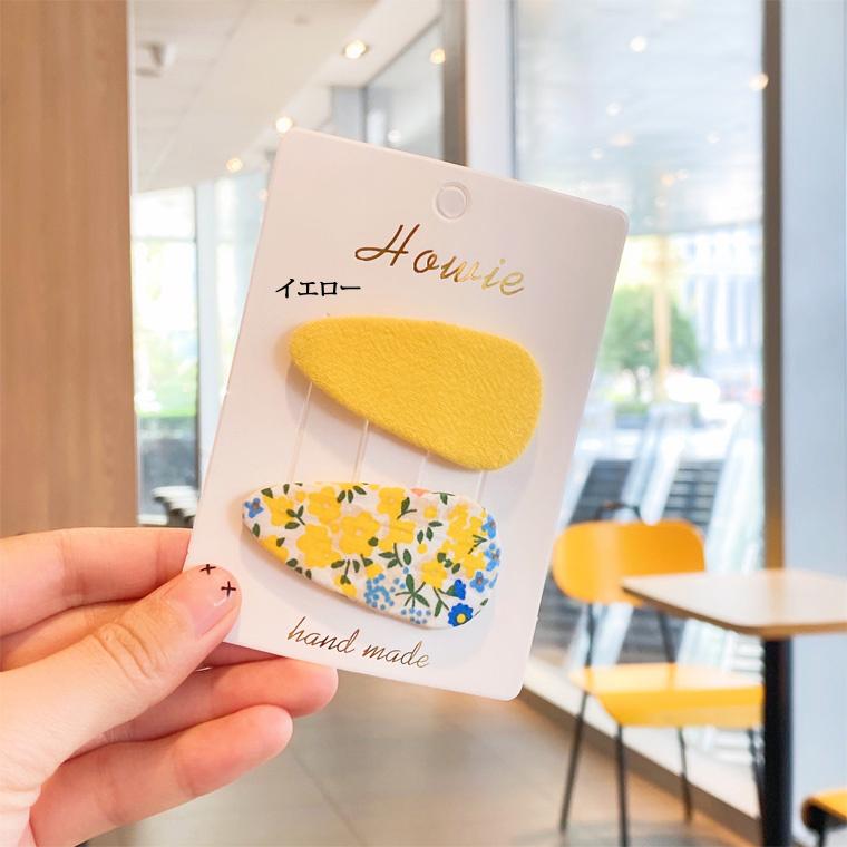 北欧柄ヘアクリップ2本セット 5.5cm ヘアアクセサリー ぱっちん留め 髪