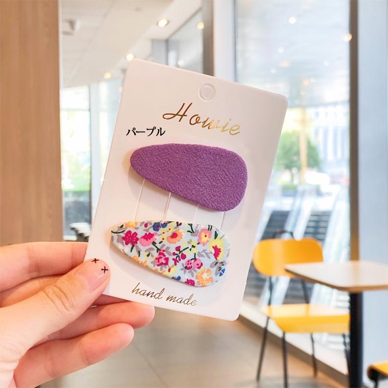 北欧柄ヘアクリップ2本セット 5.5cm ヘアアクセサリー ぱっちん留め 髪