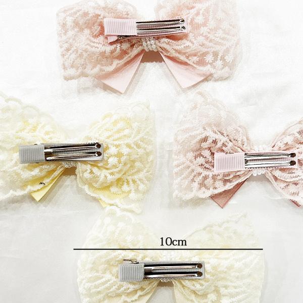 リボンヘアピン レース 10cm ヘアアクセサリー 髪どめ 1個 : OHANA