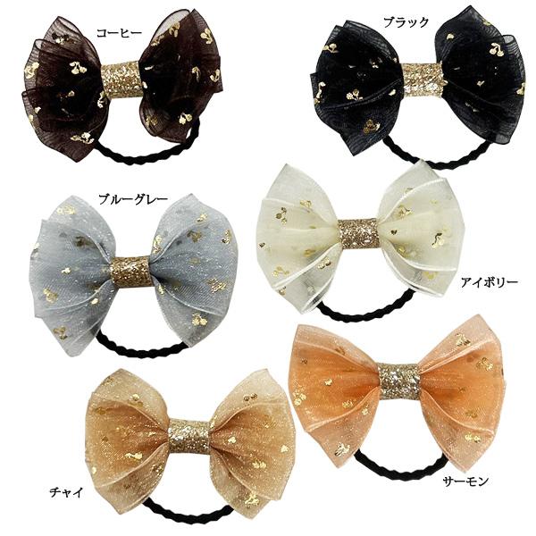 リボンヘアゴム ゴールド 5cm ヘアアクセサリー 1個 : OHANAダンス