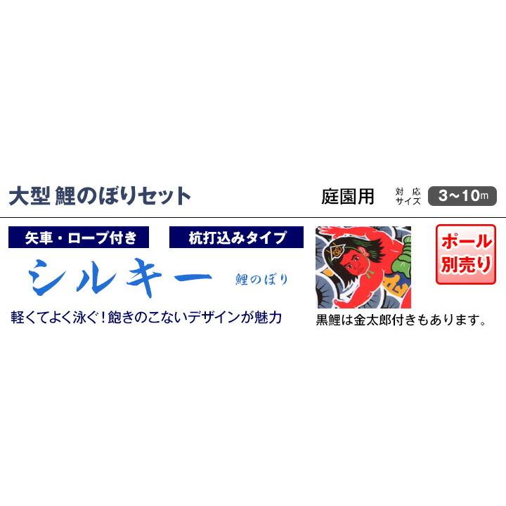 最安値❕ こいのぼり 庭園用 旭天竜 【2019年新作】 鯉幟 セット各種（ポール別売） 鯉3匹6点セット 「シルキー金太郎鯉セット」 【PET7248057390】(26026円)
