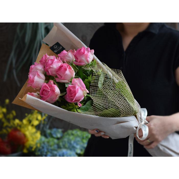 花 ギフト バラ 花束 ピンク１０本 結婚記念日 ギフト プレゼント お祝 送料無料 卒業 送別 退職祝い | プリティ マーメイド | 05