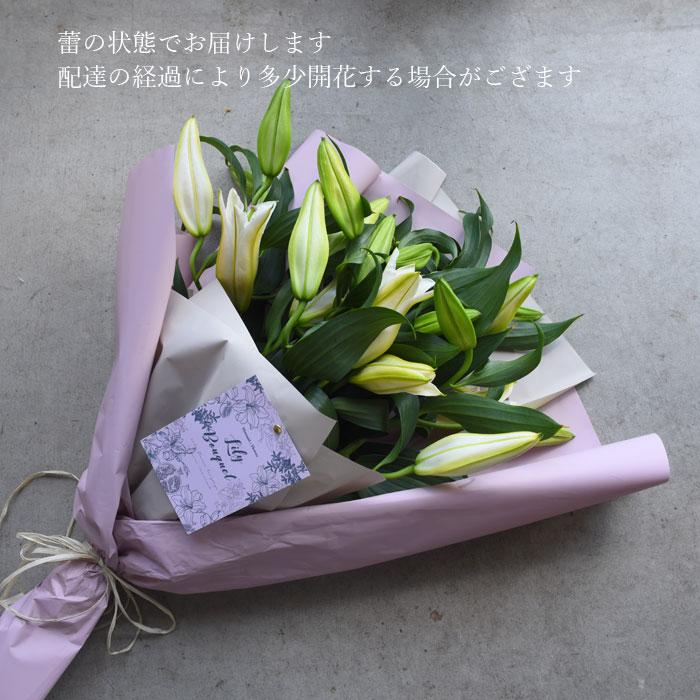 花 誕生日 結婚 ウエディング  送別 祝い プレゼント ギフト 生花 カサブランカ5本（20輪〜25輪） 花束 花 フラワー 送別 退職祝い 敬老の日 | プリティ マーメイド | 08