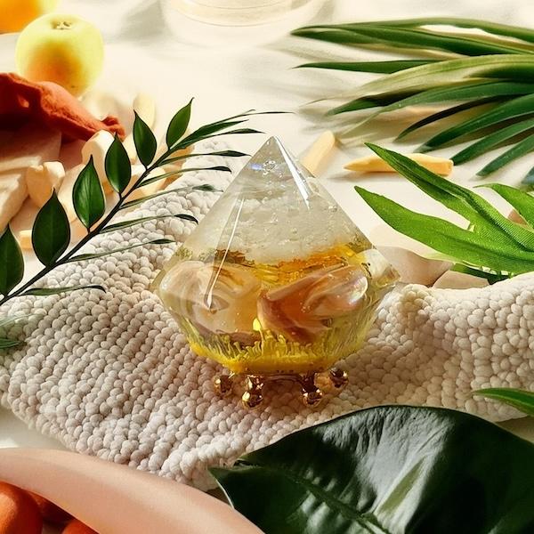 蓄光タイプ】龍神のすず 黄龍｜暗闇で光る盛り塩オーブ｜シトリン