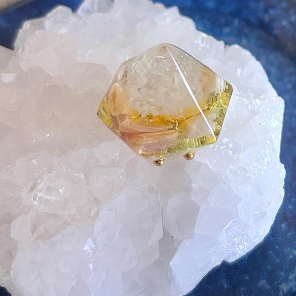 蓄光タイプ】龍神のすず 黄龍｜暗闇で光る盛り塩オーブ｜シトリン