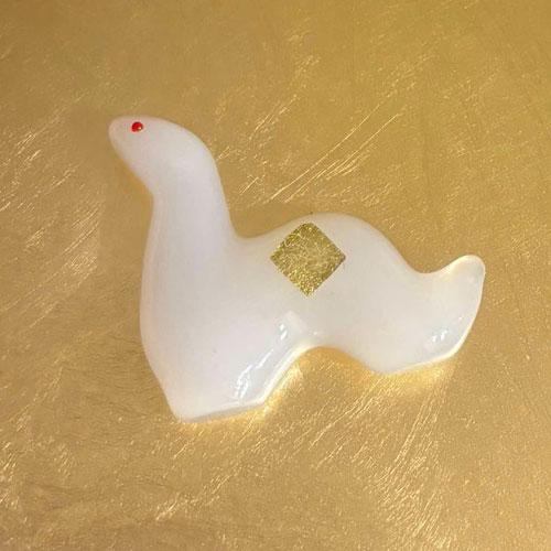 金箔入り 蛇（へび）巳 2025 白ヘビ 白蛇 置物 お財布 御守 セット