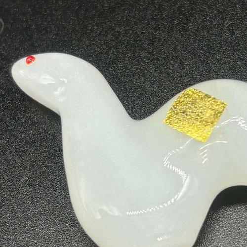 金箔入り 蛇（へび）巳 2025 白ヘビ 白蛇 置物 厄除け 厄年