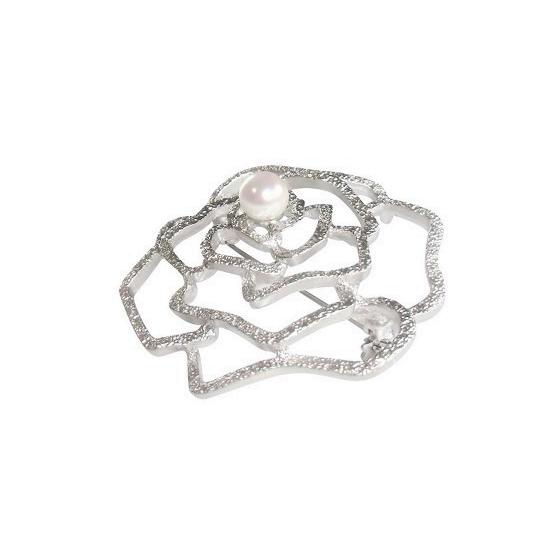 あこや 真珠 本真珠 アコヤ真珠 パール 薔薇 ブローチ ホワイト 7.0