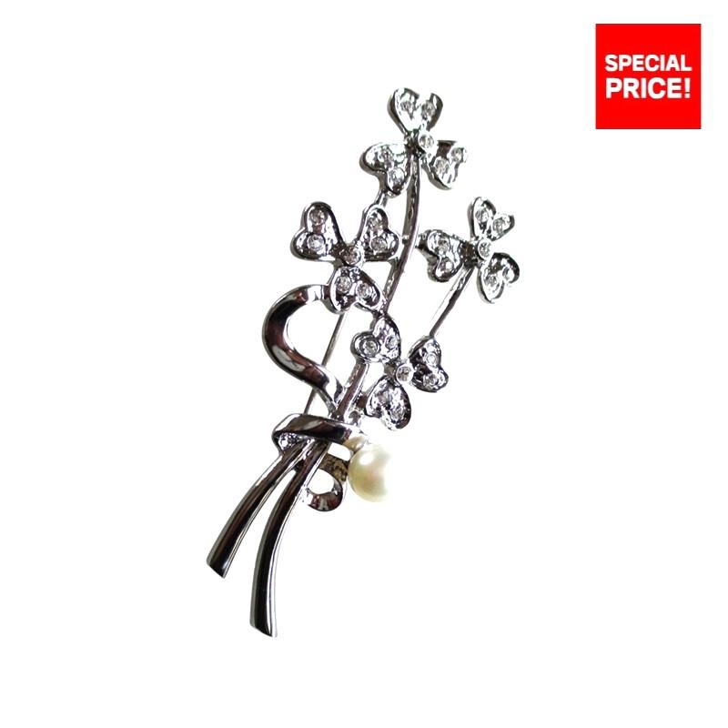 あこや 真珠 本真珠 アコヤ真珠 パール 小花 ブローチ ホワイト 7.0