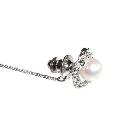 あこや 真珠 本真珠 アコヤ真珠 パール SV タイピン タイタック 36 ホワイト 8.0-8.5mm スーツ ネクタイ ワイシャツ ビジネス フォーマル 冠婚葬祭