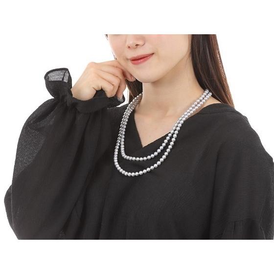超ロング◎あこや真珠 パールネックレス 6.5-7.0mm 120cm 本真珠 あこや 真珠 本真珠 アコヤ真珠 パール ロング ネックレス グレー 6.5