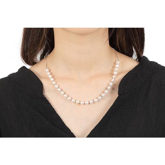 本真珠　あこや真珠　silver金具　6mm珠　パールネックレス　フォーマル　白 本真珠 あこや真珠 silver金具 6mm珠 パールネックレス フォーマル 白