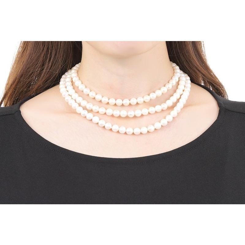 アコヤ真珠　本真珠　パール　シルバー　超ロング　ネックレス　約150cm あこや 真珠 本真珠 アコヤ真珠 パール ロング ネックレス ホワイト