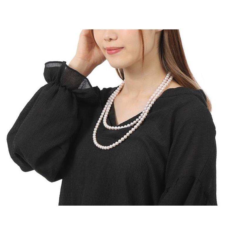 あこや 真珠 本真珠 アコヤ真珠 パール ロング ネックレス ホワイトピンク 7.5-8.0mm 120cm 入学式 卒業式 冠婚葬祭 フォーマル カジュアル 結婚式 パーティの画像