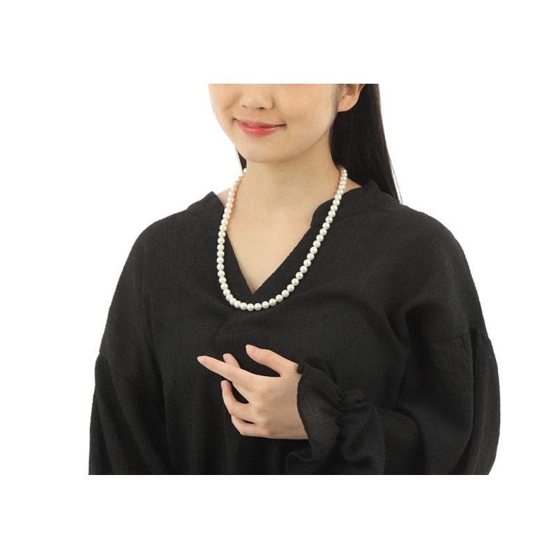あこや 真珠 本真珠 アコヤ真珠 パール セミロング ネックレス ホワイト 8.0-8.5mm 60cm 入学式 卒業式 冠婚葬祭 フォーマル カジュアル 結婚式 パーティの画像