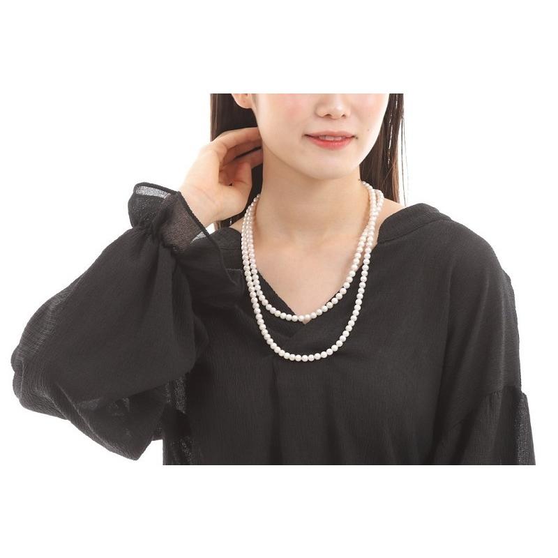 あこや 真珠 本真珠 アコヤ真珠 パール ロングネックレス ホワイト 6.5