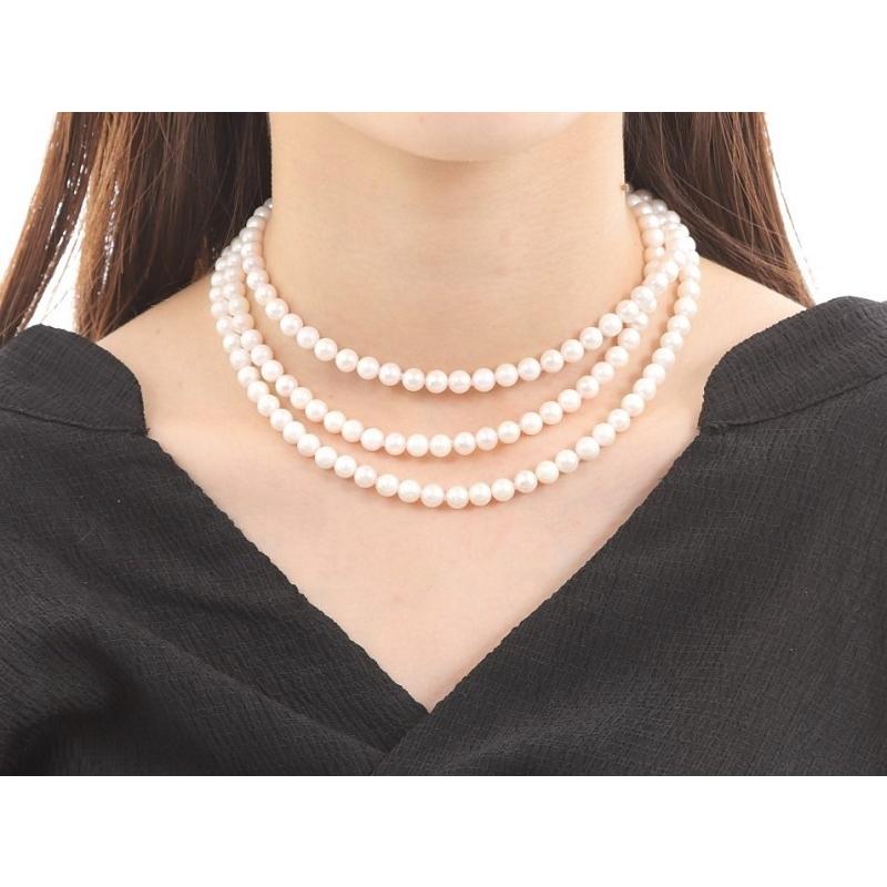 あこや 真珠 本真珠 アコヤ真珠 パール ロングネックレス ホワイト 6.5