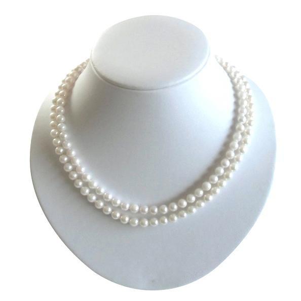 あこや 真珠 本真珠 アコヤ真珠 パール 二連 ネックレス ホワイト 6.0