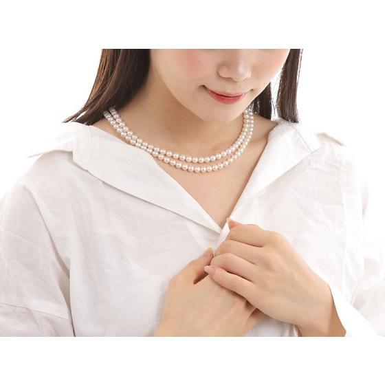 あこや 真珠 本真珠 アコヤ真珠 パール 二連 ネックレス ホワイト 6.0 