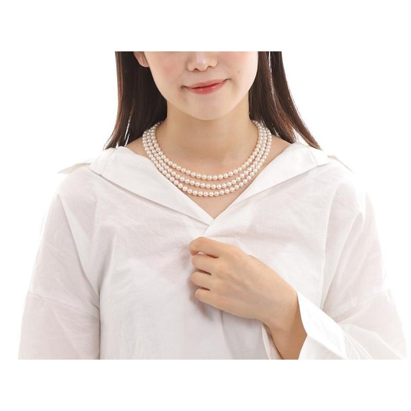 あこや 真珠 本真珠 アコヤ真珠 パール 三連 ネックレス ホワイト 6.0-6.5mm 入学式 卒業式 冠婚葬祭 フォーマル カジュアル 結婚式 パーティの画像