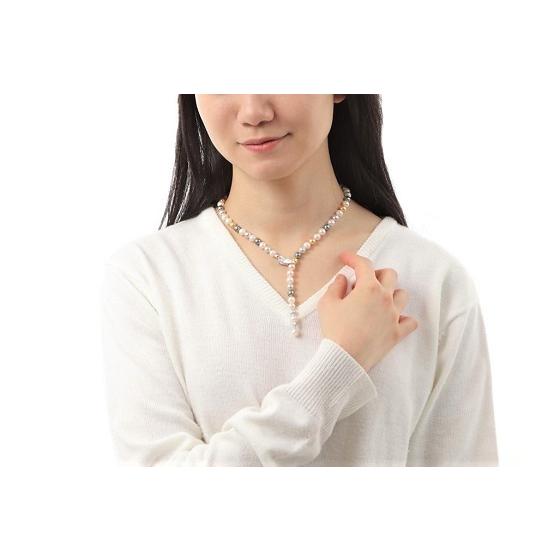 あこや 真珠 本真珠 アコヤ真珠 パール Y字 ネックレス マルチカラー 