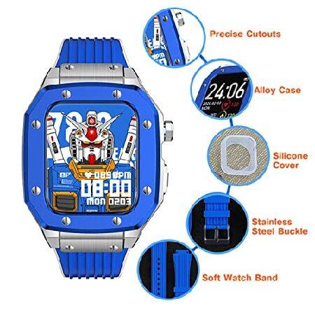 Wscebck Alloy Watch Case Strap For Apple Watch band Series 45mm Luxury Metal Rubber Stainless Steel Watch Modification Mod Kit watch Strap並行輸入