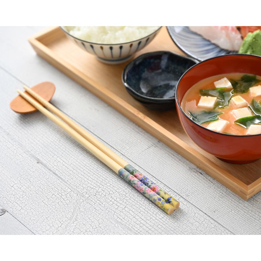 箸 箸セット 塗箸 白竹 花柄アソート 10膳 セット / 竹 食洗機対応