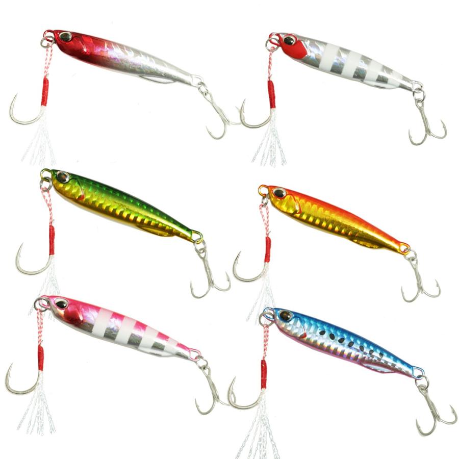 メタルジグ スロージギング スリム 40g 6個 セット アシストフック付き